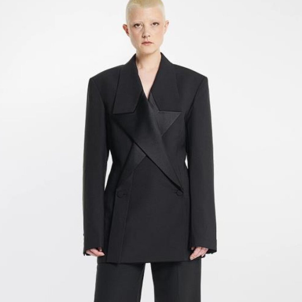 Dion Lee Black Structured Double-Breasted Blazer - Picture 1 of 9